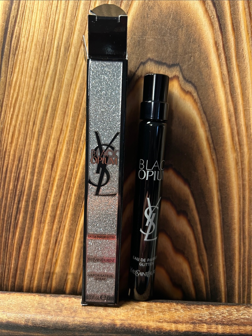 Yves Saint Laurent Black Opium Glitter Travel Spray — Black & Silver